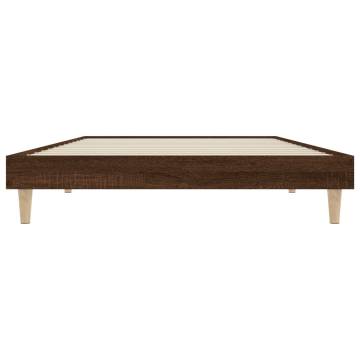 Brown Oak Bed Frame 90x190 cm - Durable Engineered Wood