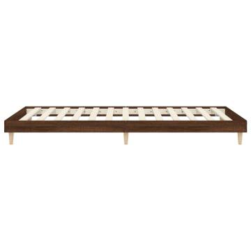 Brown Oak Bed Frame 90x190 cm - Durable Engineered Wood