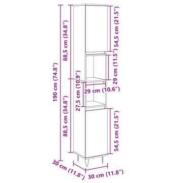 Stylish Bathroom Cabinet Sonoma Oak 30x30x190cm - HipoMarket