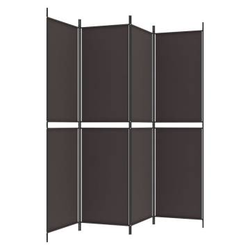 4-Panel Brown Room Divider - 200x200 cm Fabric Screen