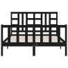 Black Double Bed Frame with Headboard - Solid Pine Wood