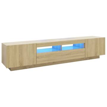 Stylish Sonoma Oak TV Cabinet with LED Lights - 200x35x40 cm