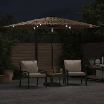 Garden Parasol with LEDs & Steel Pole - Brown 288x288 cm