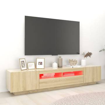 Stylish Sonoma Oak TV Cabinet with LED Lights - 200x35x40 cm