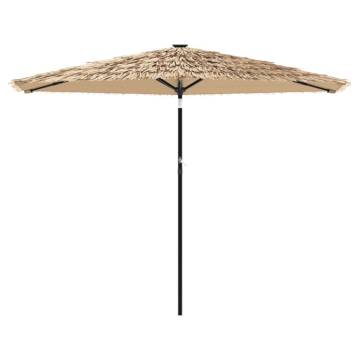 Garden Parasol with LEDs & Steel Pole - Brown 288x288 cm