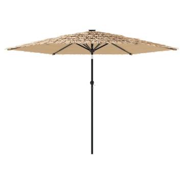 Garden Parasol with LEDs & Steel Pole - Brown 288x288 cm