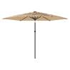 Garden Parasol with LEDs & Steel Pole - Brown 288x288 cm