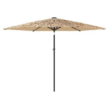 Garden Parasol with LEDs & Steel Pole - Brown 288x288 cm