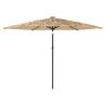 Garden Parasol with LEDs & Steel Pole - Brown 288x288 cm