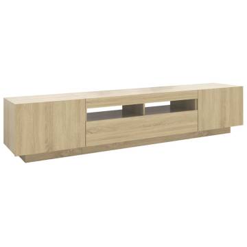 Stylish Sonoma Oak TV Cabinet with LED Lights - 200x35x40 cm