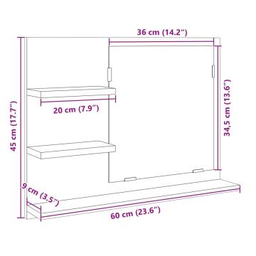 Sonoma Oak Bathroom Mirror 60x10.5x45 cm | Hipomarket