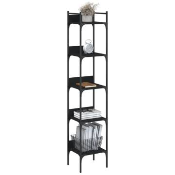 5-Tier Black Bookshelf - Stylish & Space-Saving Design