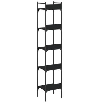 5-Tier Black Bookshelf - Stylish & Space-Saving Design