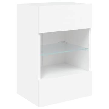 TV Wall Cabinet with LED Lights - White 40x30x60.5 cm