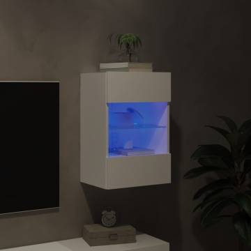 TV Wall Cabinet with LED Lights - White 40x30x60.5 cm