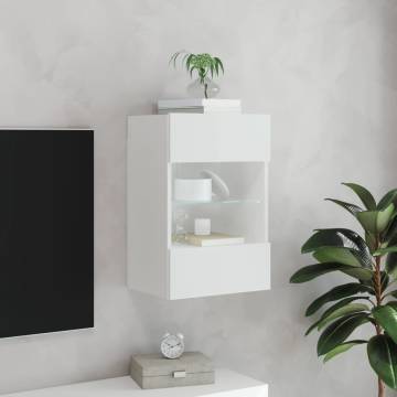 TV Wall Cabinet with LED Lights - White 40x30x60.5 cm