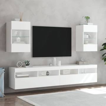 TV Wall Cabinet with LED Lights - White 40x30x60.5 cm