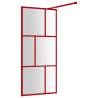 Stylish Red Walk-in Shower Wall with ESG Glass - 90x195 cm