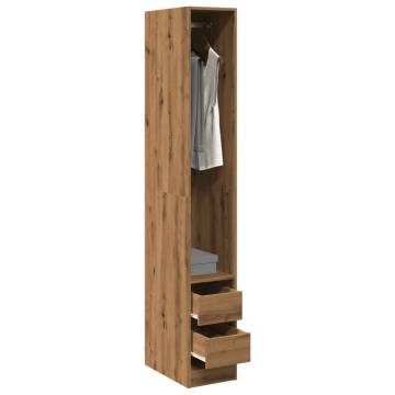 Stylish Artisan Oak Wardrobe - 30x50x200 cm Engineered Wood