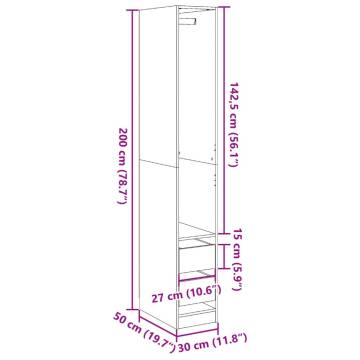 Stylish Artisan Oak Wardrobe - 30x50x200 cm Engineered Wood