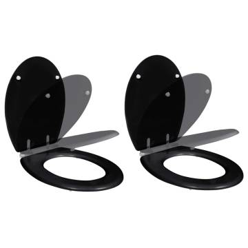 Toilet Seats with Soft Close Lids - 2 pcs MDF Black