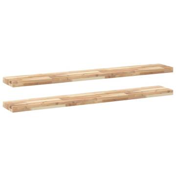 Floating Shelves 2 pcs - Solid Wood Acacia, 140x20x4 cm