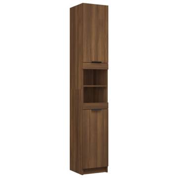 Bathroom Cabinet Brown Oak - Engineered Wood 32x34x188.5 cm