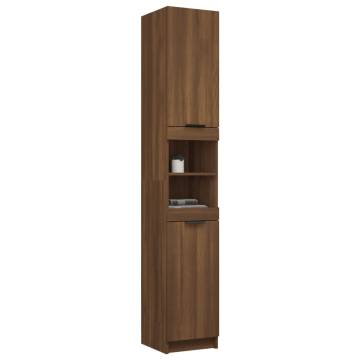 Bathroom Cabinet Brown Oak - Engineered Wood 32x34x188.5 cm