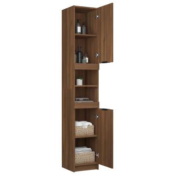 Bathroom Cabinet Brown Oak - Engineered Wood 32x34x188.5 cm