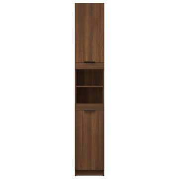 Bathroom Cabinet Brown Oak - Engineered Wood 32x34x188.5 cm