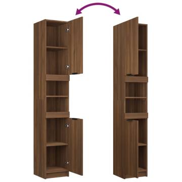 Bathroom Cabinet Brown Oak - Engineered Wood 32x34x188.5 cm