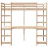 Loft Bed Frame with Desk - Solid Pine, 90x200 cm | HipoMarket