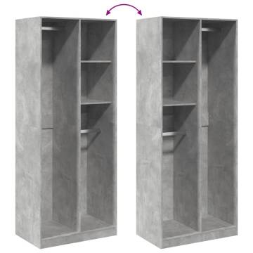 Stylish Concrete Grey Wardrobe - 80x50x200 cm | HipoMarket