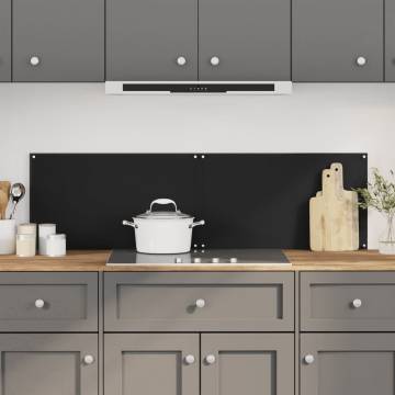 Stylish Black Kitchen Backsplashes | 2 pcs 70x40 cm Tempered Glass