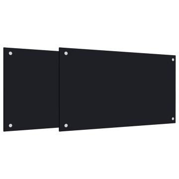 Stylish Black Kitchen Backsplashes | 2 pcs 70x40 cm Tempered Glass