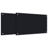 Stylish Black Kitchen Backsplashes | 2 pcs 70x40 cm Tempered Glass