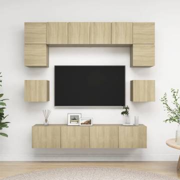 8 Piece Sonoma Oak TV Cabinet Set - Stylish & Practical Storage