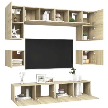 8 Piece Sonoma Oak TV Cabinet Set - Stylish & Practical Storage