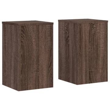 Stylish Brown Oak Plant Stands - 2 pcs, 30x30x50 cm