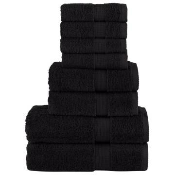 8 Piece Premium Towel Set SOLUND Black 600 gsm | Hipomarket