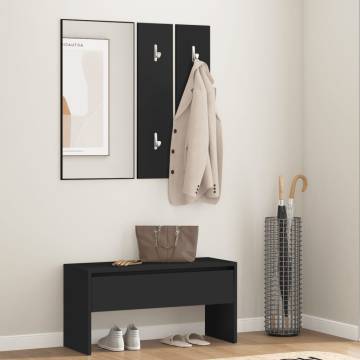 Hallway Furniture Set - Stylish Black Engineered Wood