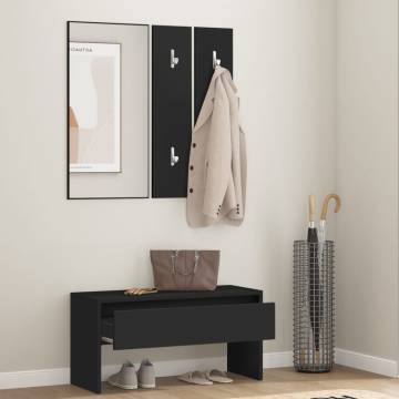 Hallway Furniture Set - Stylish Black Engineered Wood