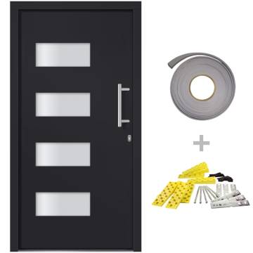 Anthracite Front Door Aluminium & PVC - 100x200 cm | HipoMarket