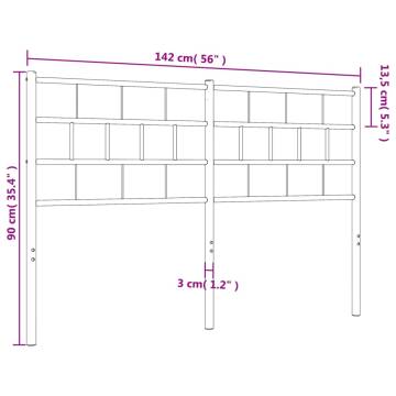 Stylish Black Metal Headboard 135 cm - Robust Design