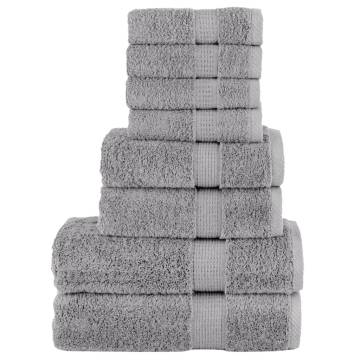 8 Piece Premium Towel Set SOLUND Grey - Soft & Durable 600 GSM