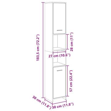 Bathroom Cabinet Sonoma Oak 30x30x183.5 cm | Hipomarket