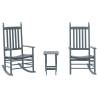 Rocking Chairs Set with Foldable Table - Grey Solid Wood