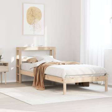 Single Bed Frame with Headboard - Solid Pine 90x190 cm