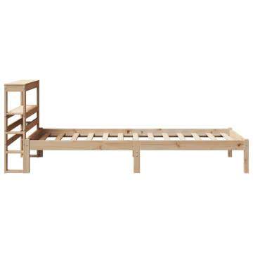 Single Bed Frame with Headboard - Solid Pine 90x190 cm