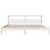 White Super King Bed Frame with Headboard - Solid Pine 180x200 cm